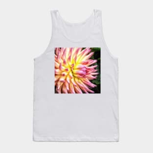 Dazzling Pink and Yellow Spikey Dahlia Flower Tank Top